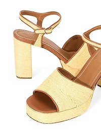Jodie 100MM Raffia Block-Heel Sandals