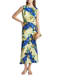 Paw25 Gwen Floral Silk Sleeveless Midi-Dress