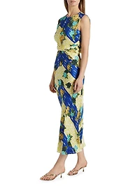 Paw25 Gwen Floral Silk Sleeveless Midi-Dress