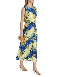 Paw25 Gwen Floral Silk Sleeveless Midi-Dress