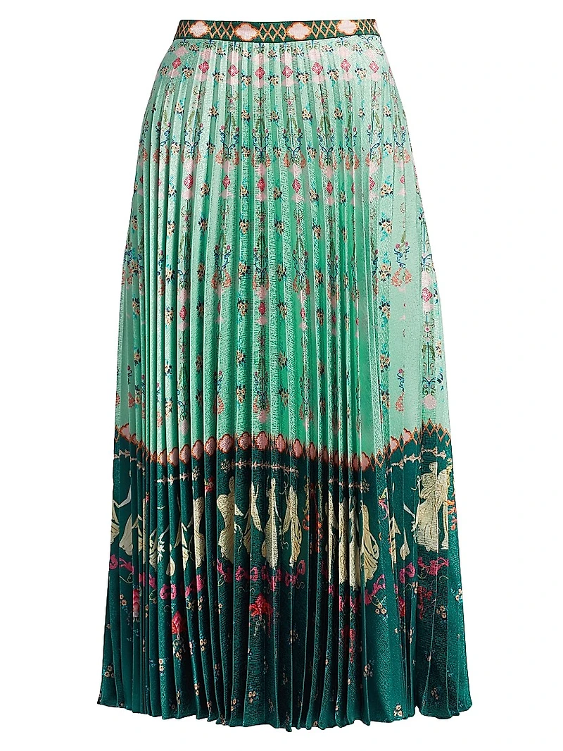 Kim Printed Pleated Midi-Skirt
