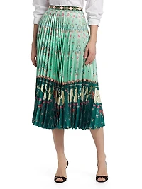 Kim Printed Pleated Midi-Skirt