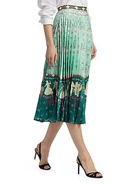 Kim Printed Pleated Midi-Skirt