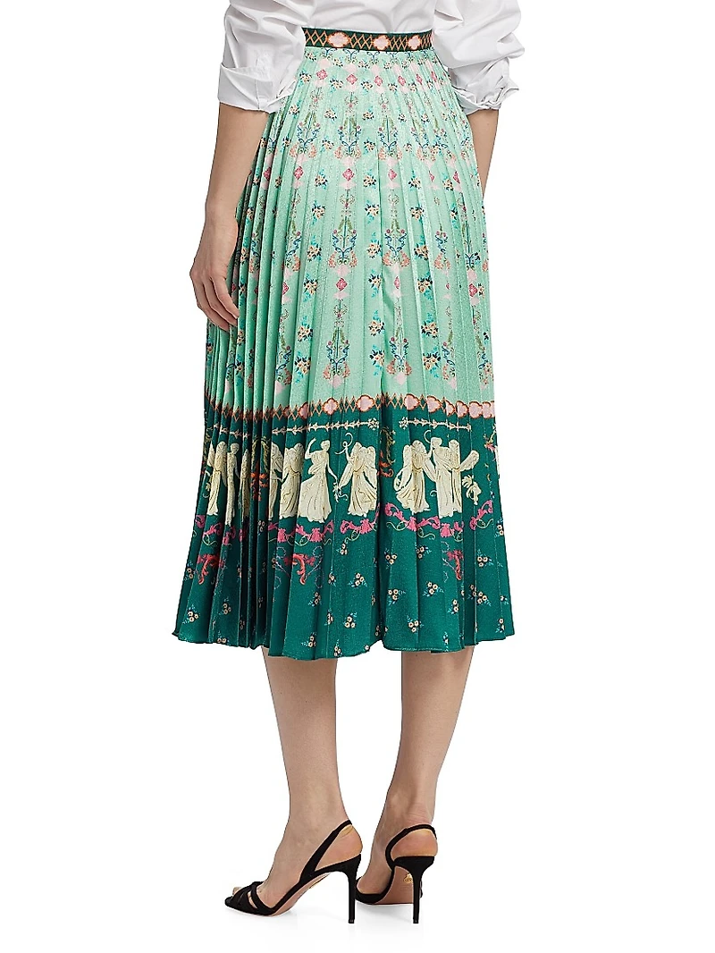 Kim Printed Pleated Midi-Skirt