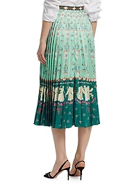 Kim Printed Pleated Midi-Skirt