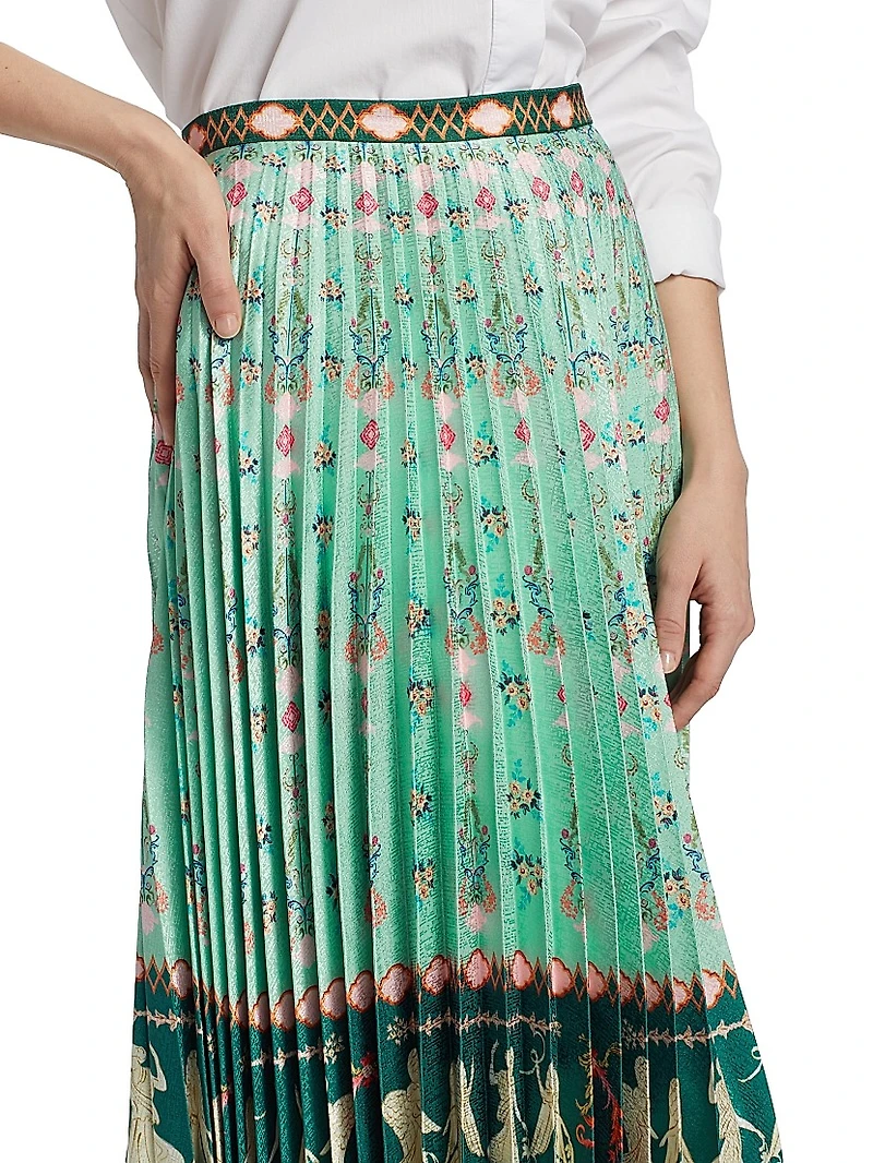 Kim Printed Pleated Midi-Skirt