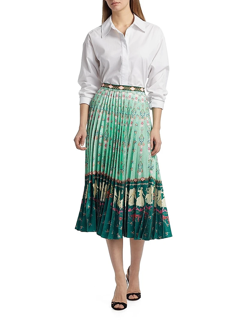Kim Printed Pleated Midi-Skirt