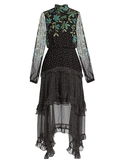 Paw25 Jolie Floral Silk Midi-Dress