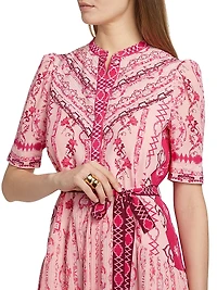 Ally Floral Silk Tie-Waist Minidress
