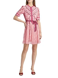 Ally Floral Silk Tie-Waist Minidress