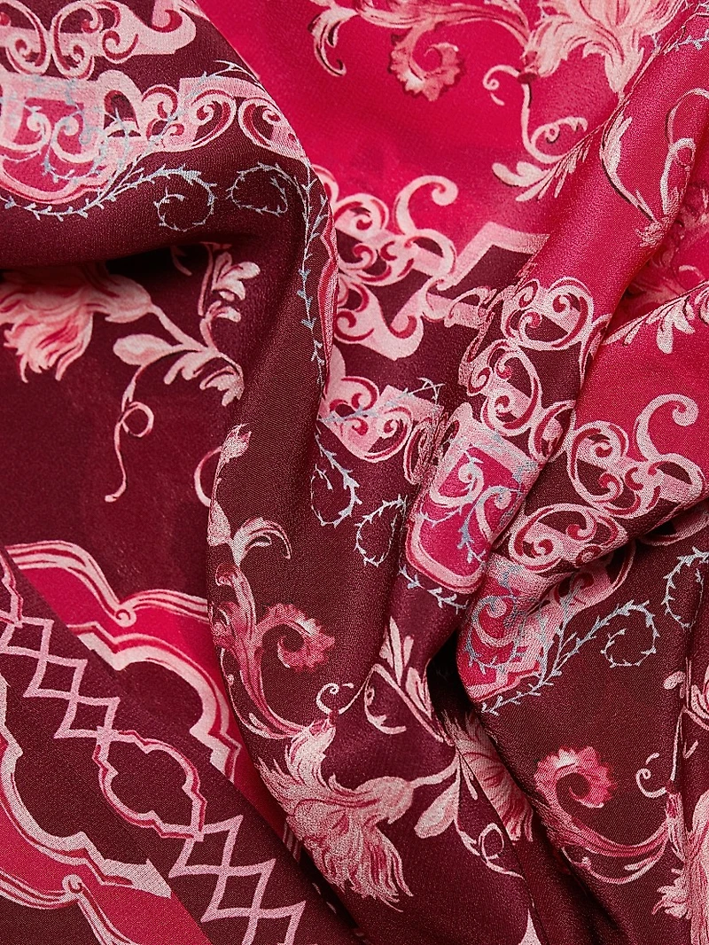 Molly D Floral Silk A-Line Midi-Shirtdress