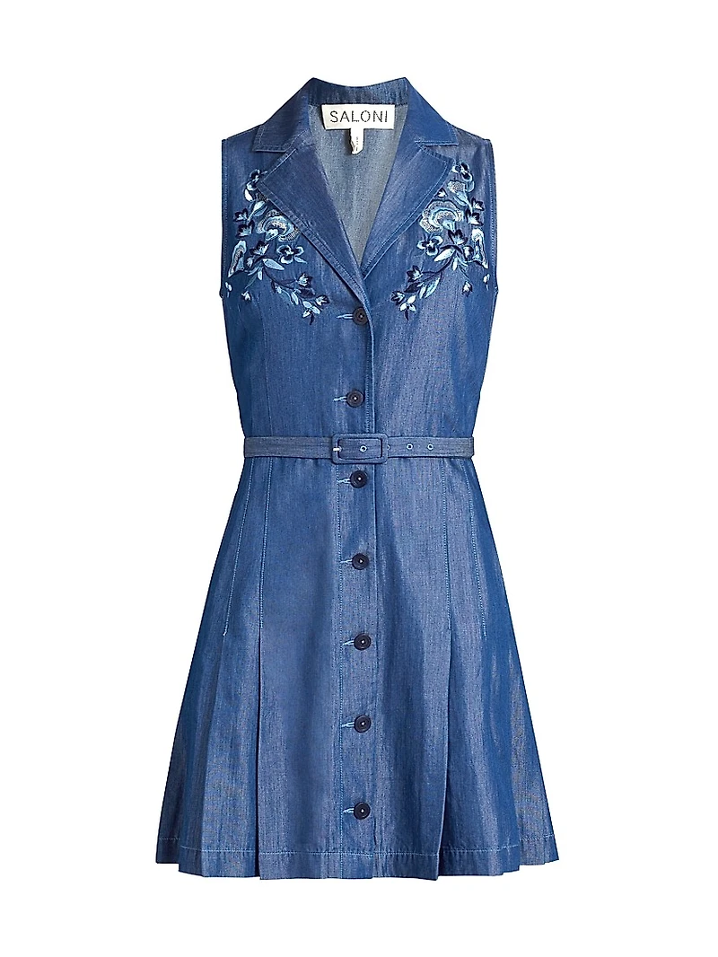 Livi Embroidery Denim Mini Shirtdress