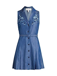 Livi Embroidery Denim Mini Shirtdress