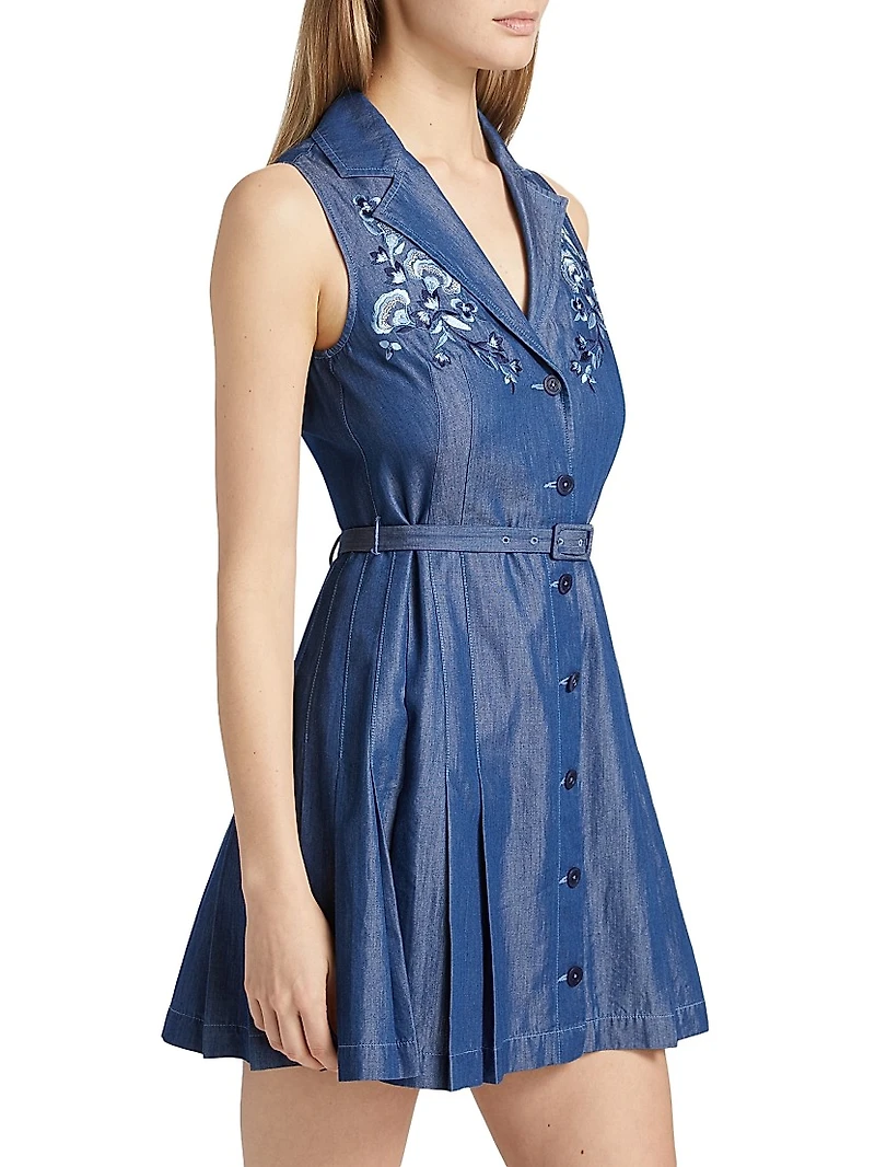 Livi Embroidery Denim Mini Shirtdress