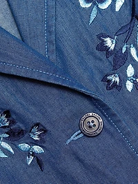 Livi Embroidery Denim Mini Shirtdress