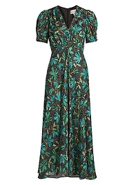 Lea Floral Silk Midi-Dress