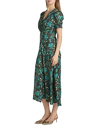 Lea Floral Silk Midi-Dress