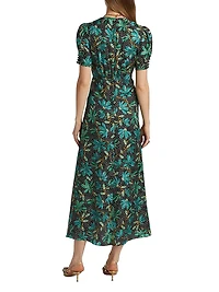Lea Floral Silk Midi-Dress