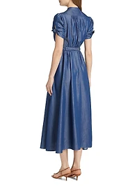 Ena Floral-Embroidered Cotton-Blend Midi Shirtdress