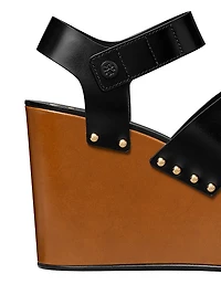 110MM Studded Leather Platform Wedge Sandals
