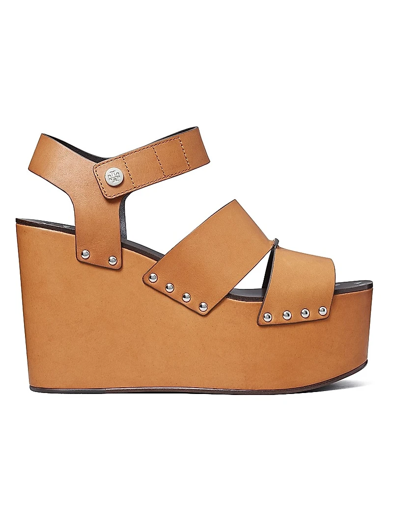 Studded 110MM Leather Platform Wedge Sandals