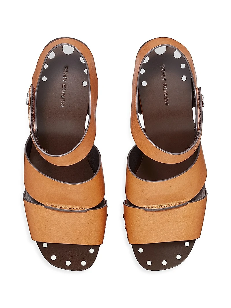 Studded 110MM Leather Platform Wedge Sandals