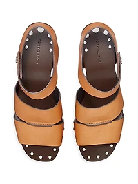 Studded 110MM Leather Platform Wedge Sandals