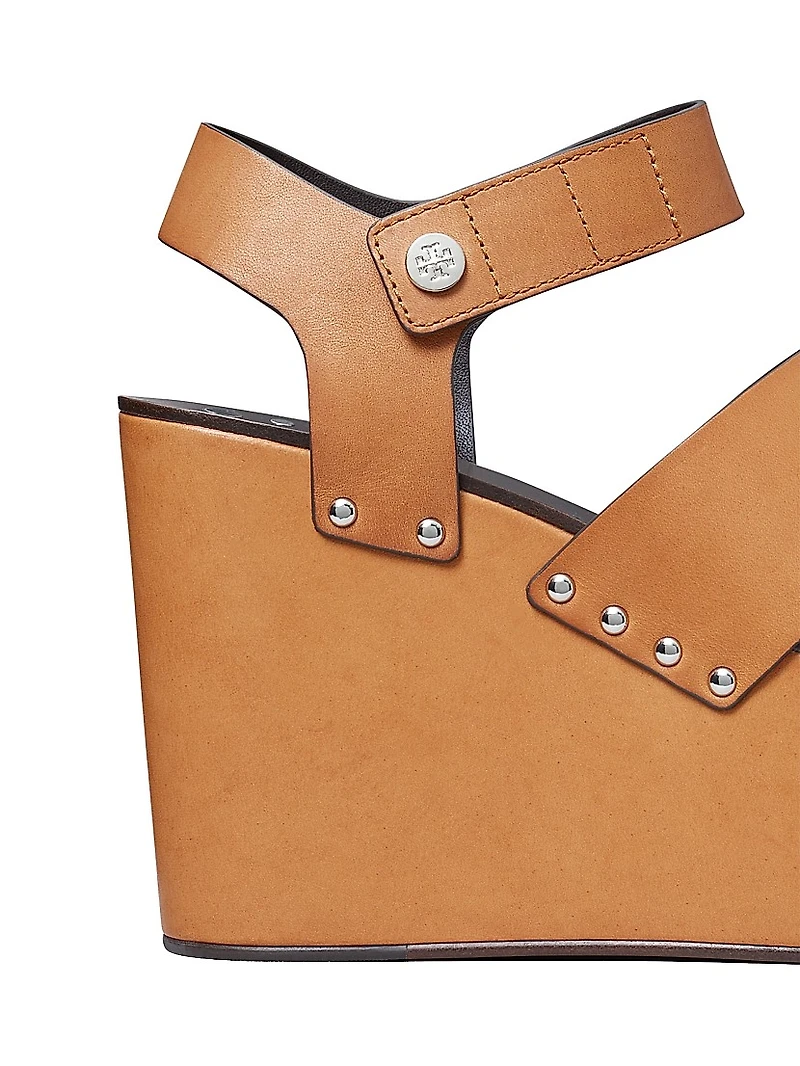 Studded 110MM Leather Platform Wedge Sandals