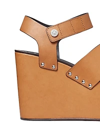 Studded 110MM Leather Platform Wedge Sandals