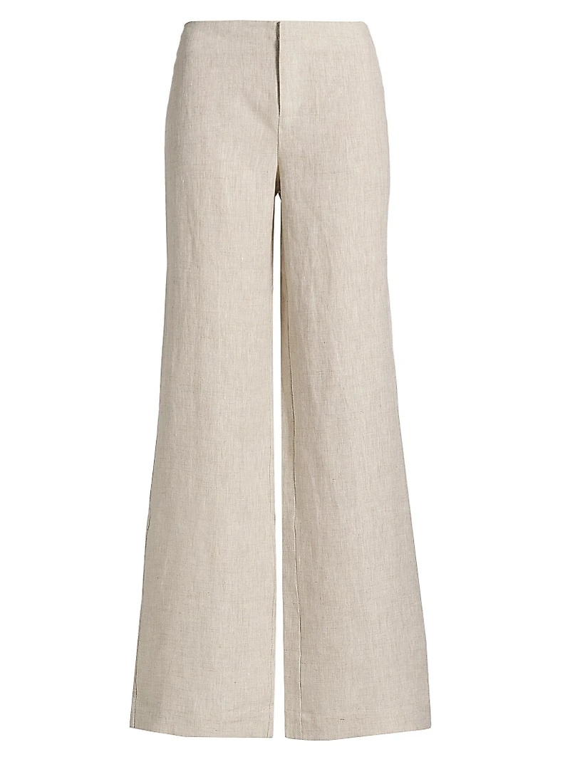 Vida Low-Rise Wide-Leg Linen Pants