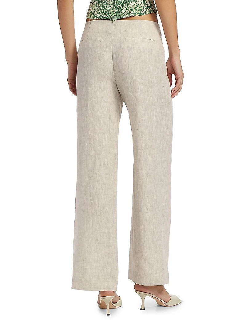 Vida Low-Rise Wide-Leg Linen Pants