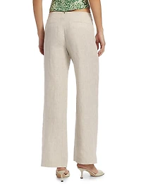 Vida Low-Rise Wide-Leg Linen Pants