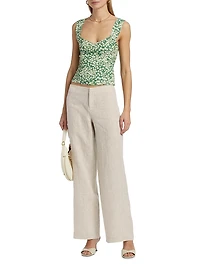 Vida Low-Rise Wide-Leg Linen Pants