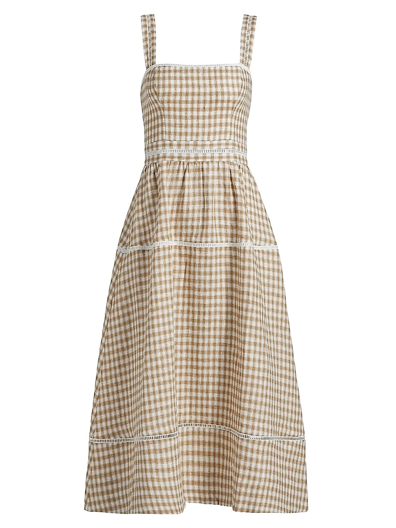 Everett Gingham Linen Midi-Dress