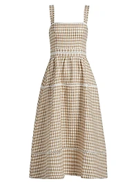 Everett Gingham Linen Midi-Dress
