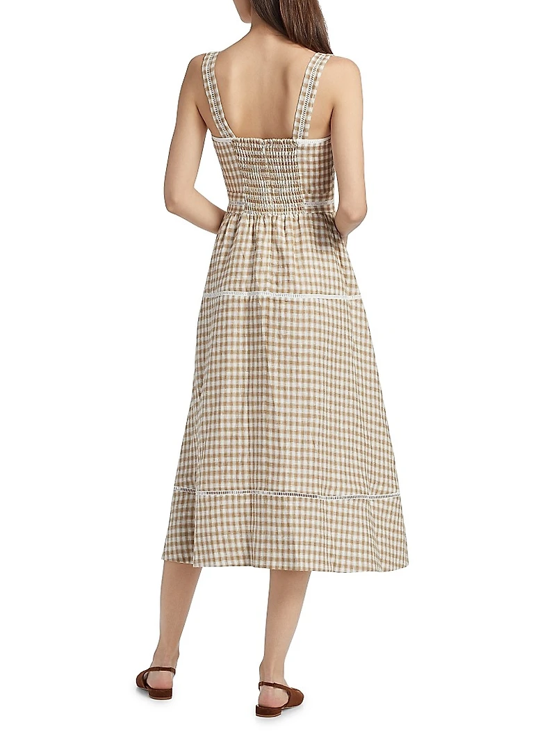 Everett Gingham Linen Midi-Dress