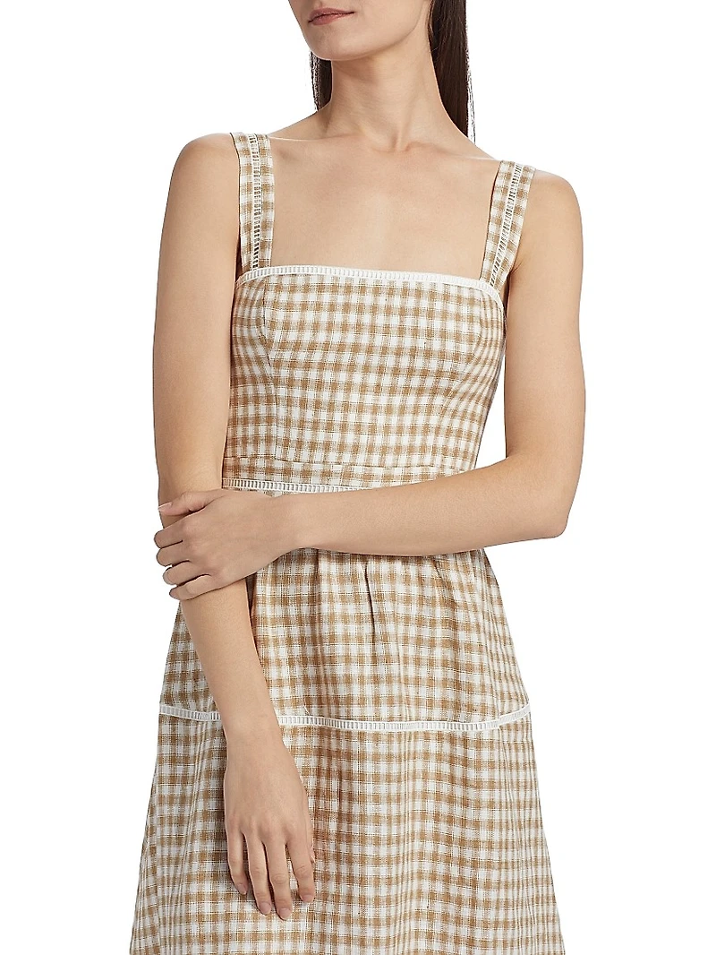 Everett Gingham Linen Midi-Dress