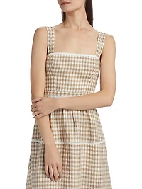 Everett Gingham Linen Midi-Dress