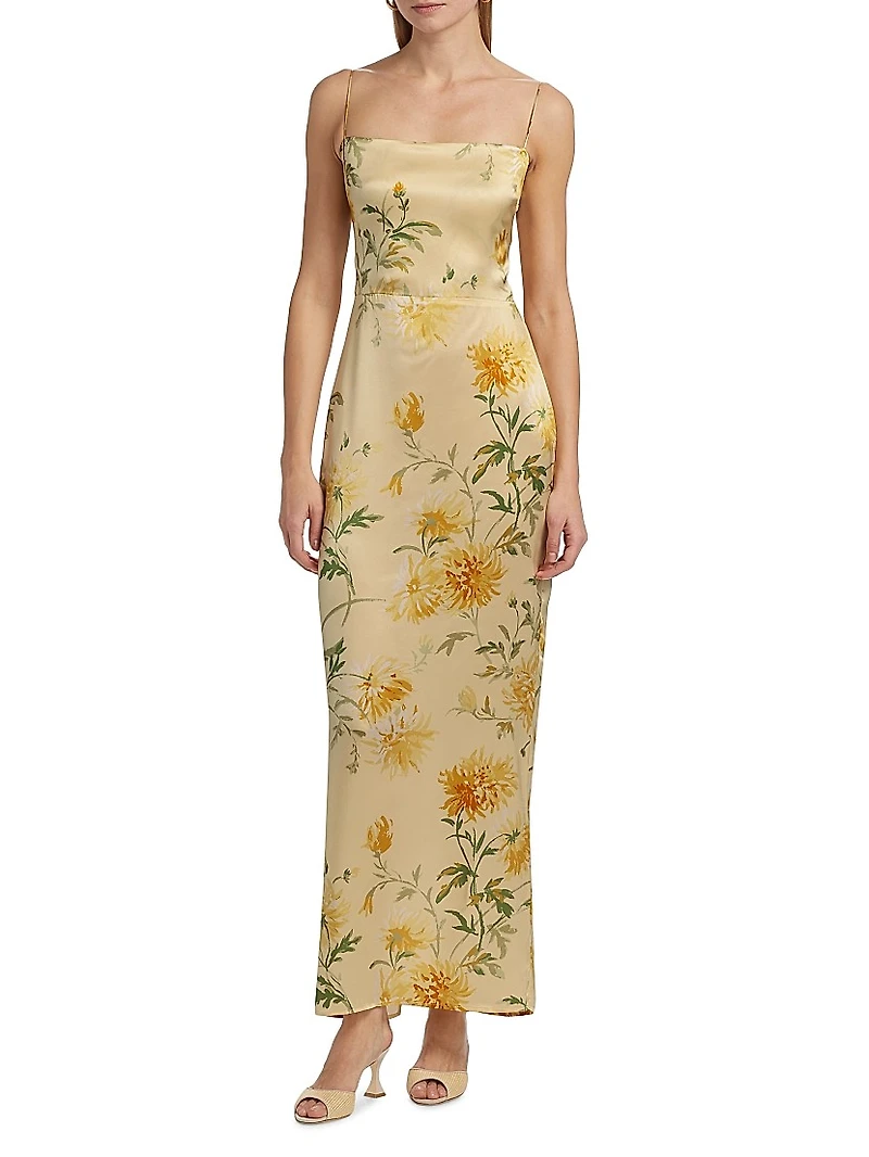 Frankie Floral Silk Column Maxi Dress