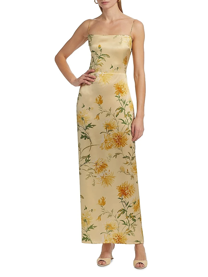 Frankie Floral Silk Column Maxi Dress