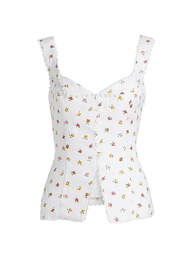 Viola Floral Linen Top