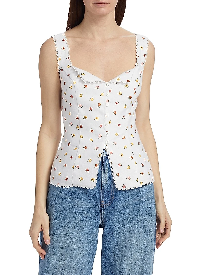 Viola Floral Linen Top