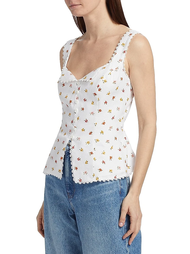 Viola Floral Linen Top