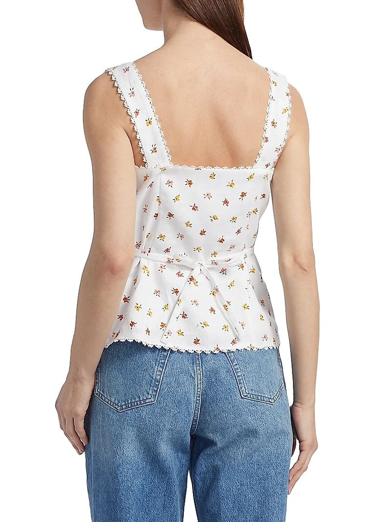 Viola Floral Linen Top