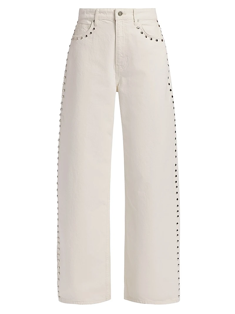 Cary Studded High-Rise Wide-Leg Jeans