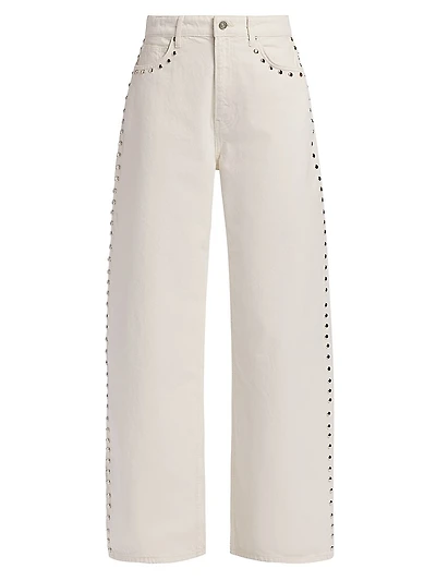 Cary Studded High-Rise Wide-Leg Jeans