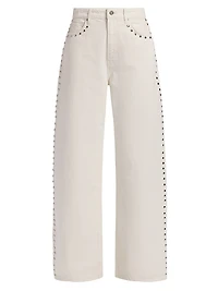 Cary Studded High-Rise Wide-Leg Jeans