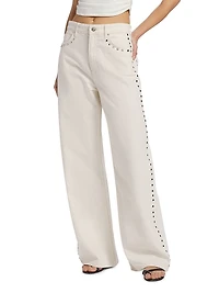 Cary Studded High-Rise Wide-Leg Jeans