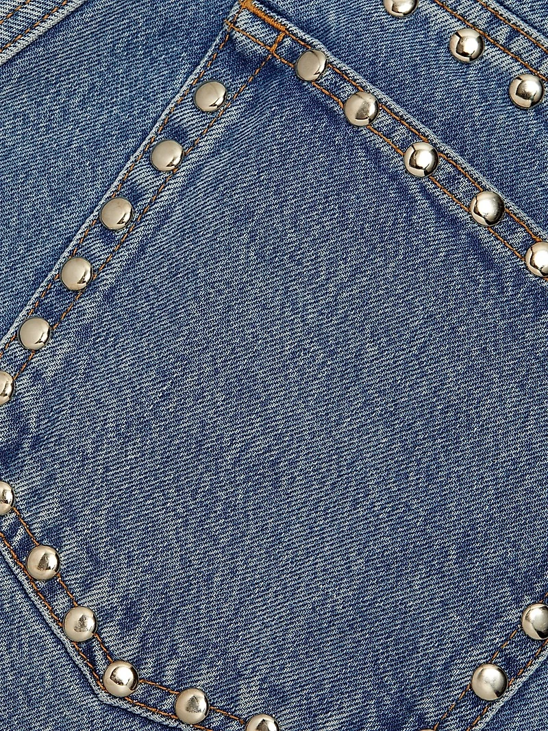 Raye Studded Mid-Rise Denim Shorts