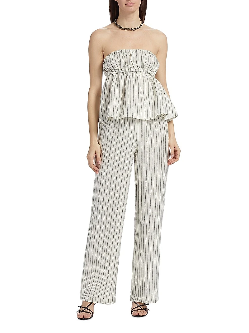 Olina Linen Striped Pants
